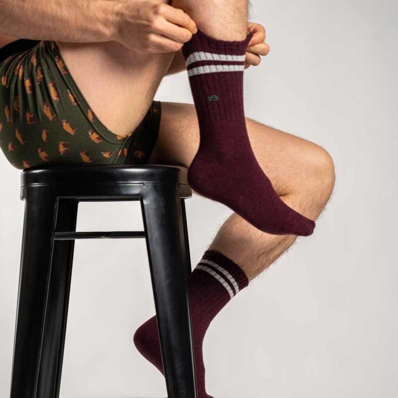 Chaussettes rétro Bordeaux – Image 2